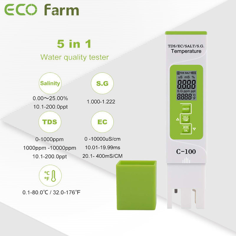 Temperature Test Meter 5 in 1 TDS/EC/Salt/S.G.