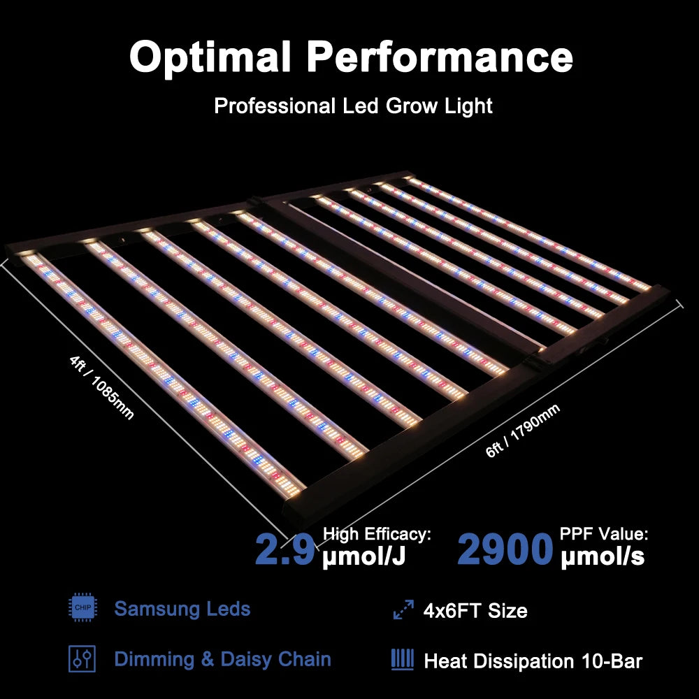 1000W Led Grow Light Full Spectrum Red Blue Foldable Dimmable 10 Bar For 8x6FT Indoor Greenhouse Grow Tents