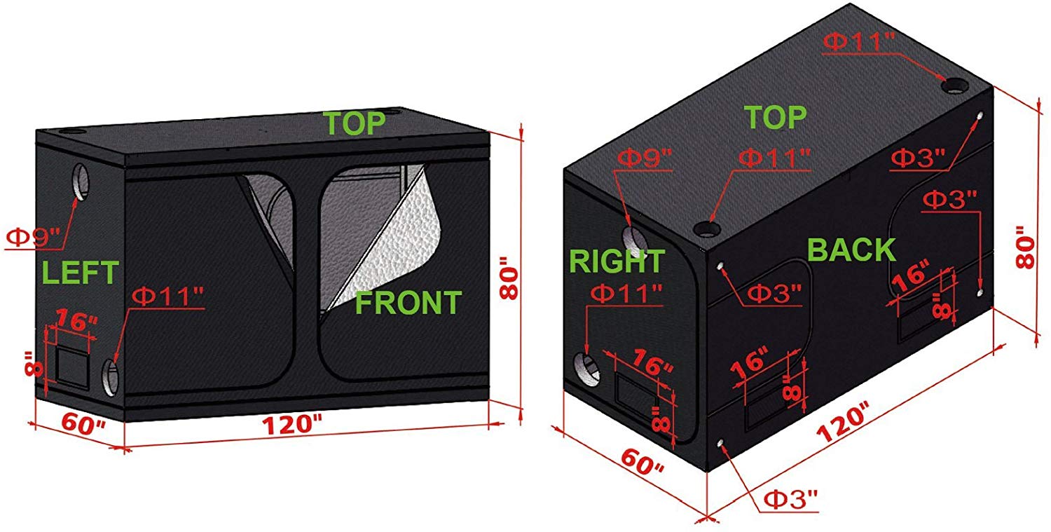 Grow Tent 10x5FT (120*60*80inch) 