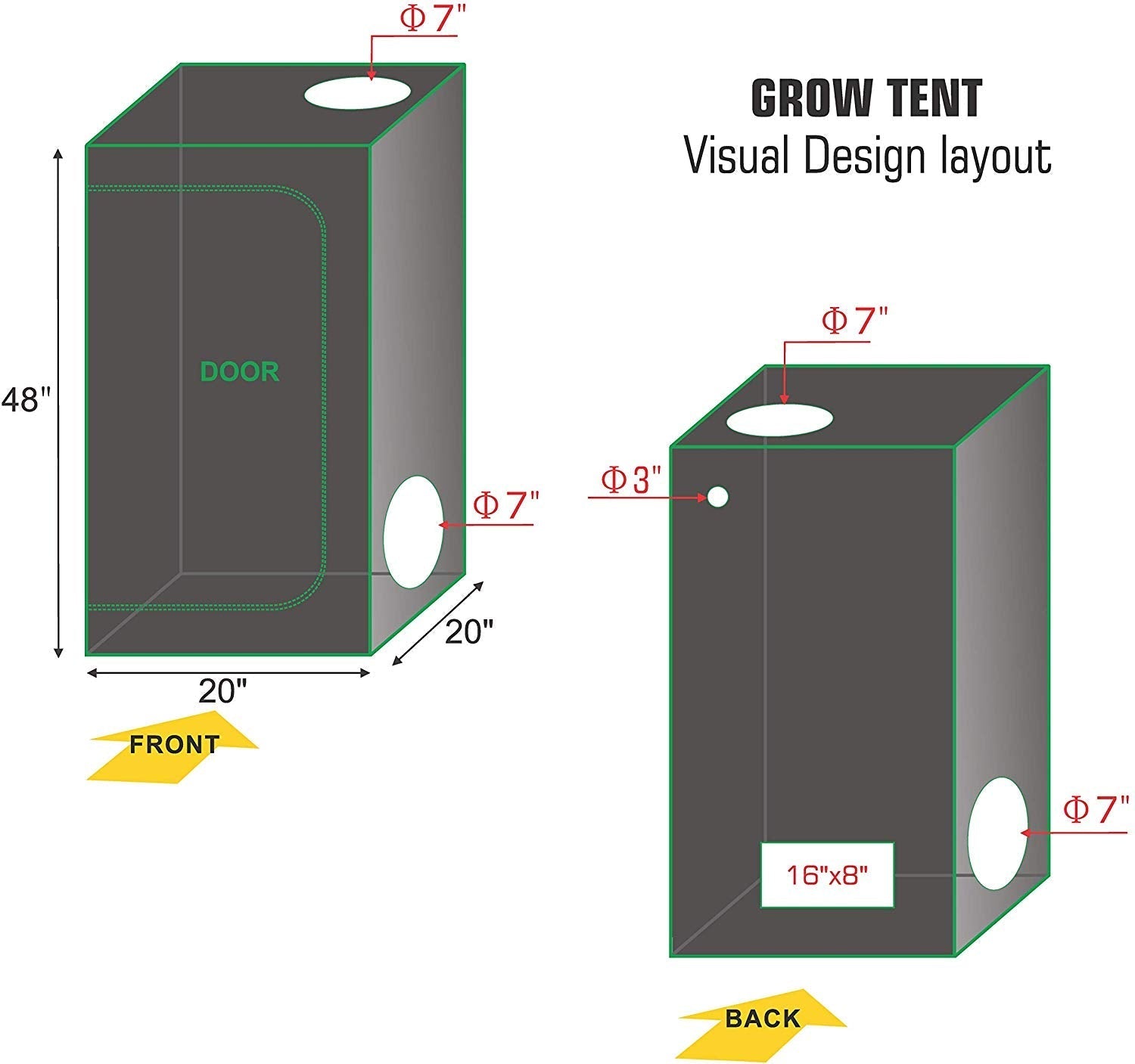 Grow Tents 20*20*40inch 1.6*1.6FT