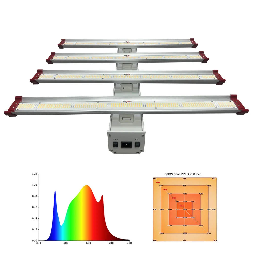 LED Grow Lights 200W 400W 600W 4 Bar Full Spectrum for Indoor Plants Thailand Warehouse