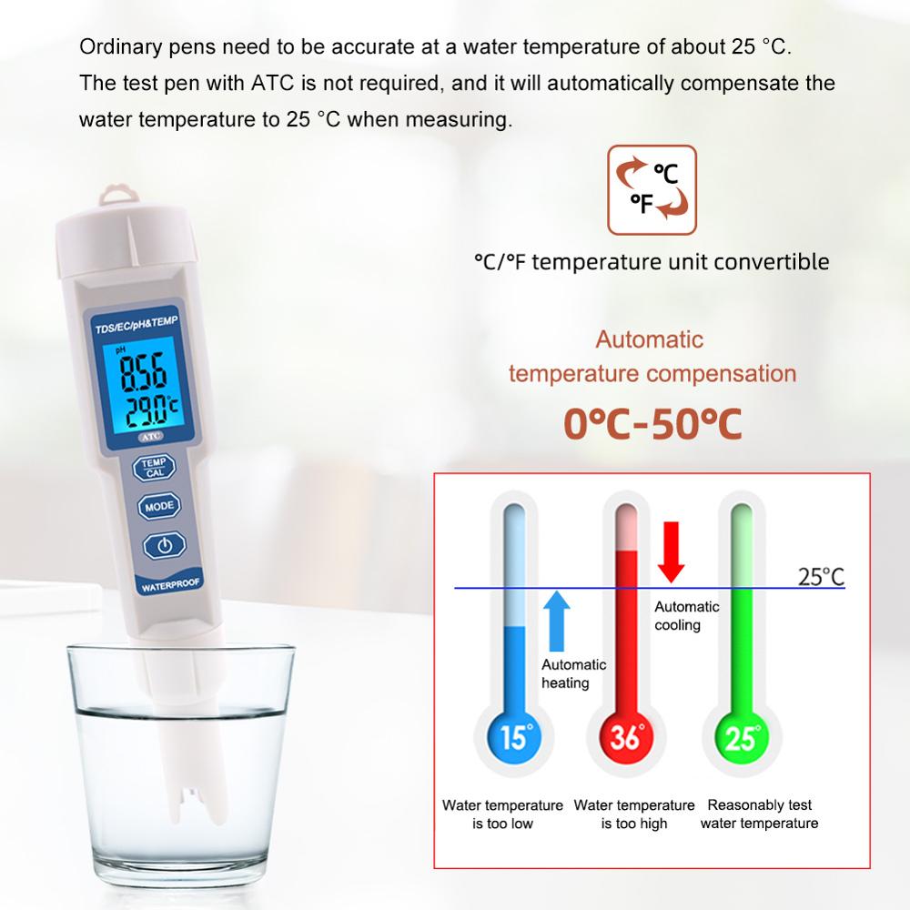 Temperature Tester 4 in 1 PH/TDS/EC/ Meter