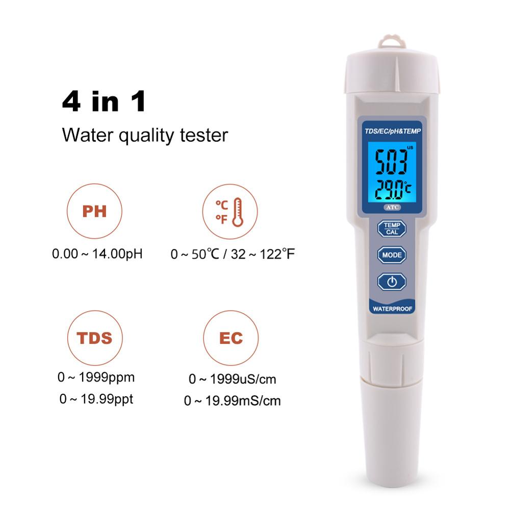 Temperature Tester 4 in 1 PH/TDS/EC/ Meter