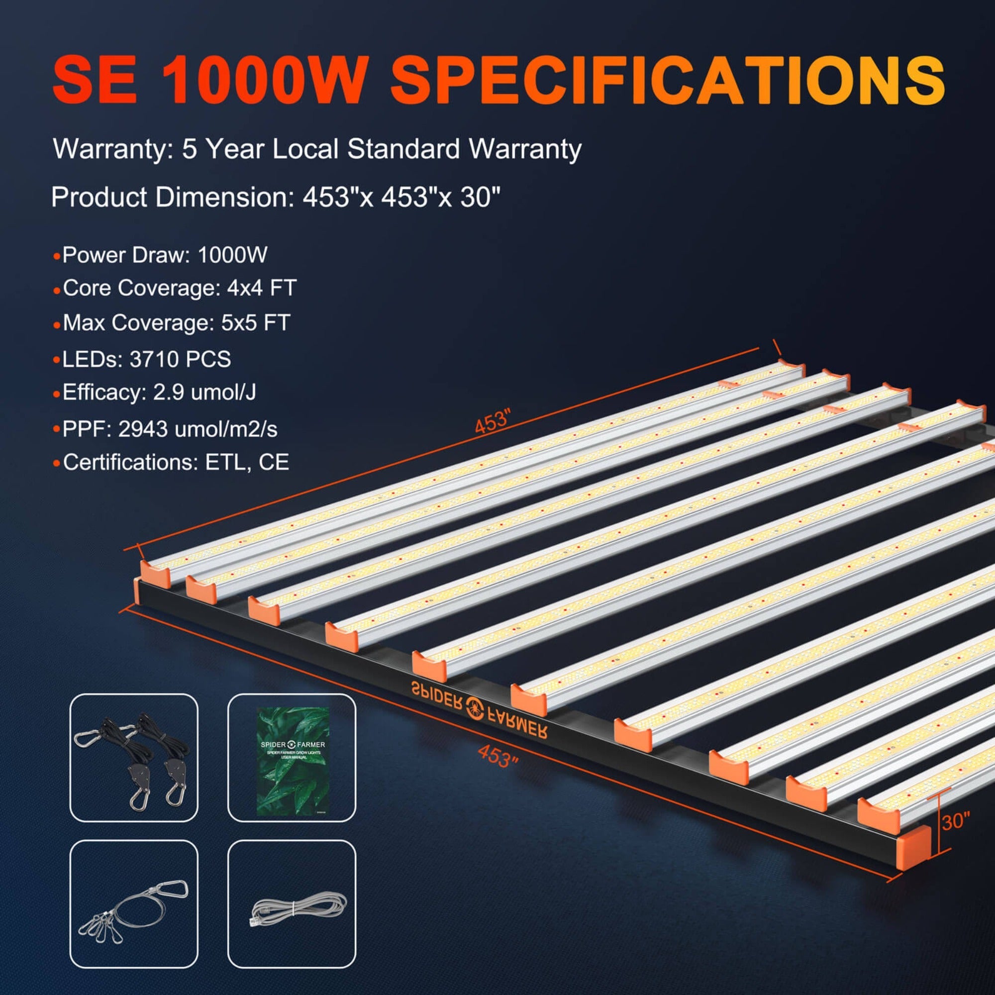 Spider Farmer 1000W LED Grow Light SE1000 Full Spectrum